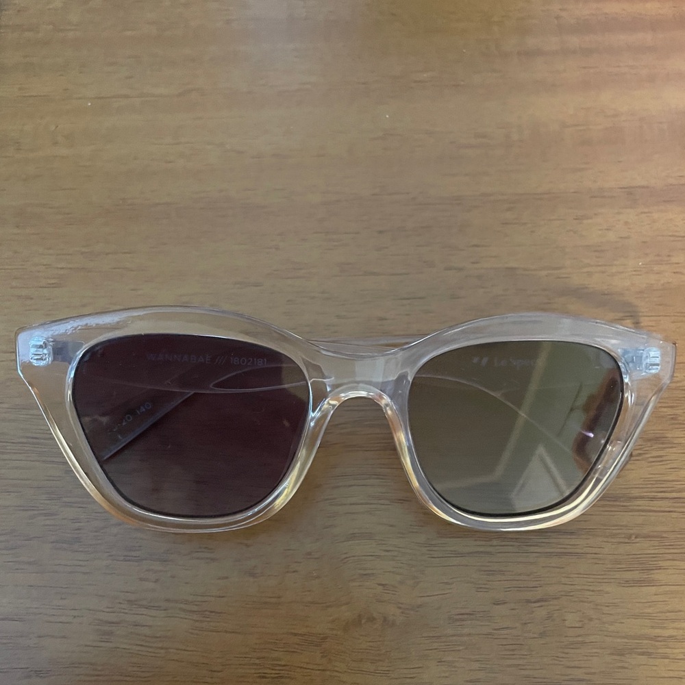 Le Specs Pinkish Transparent Wannabae Sunglasses
